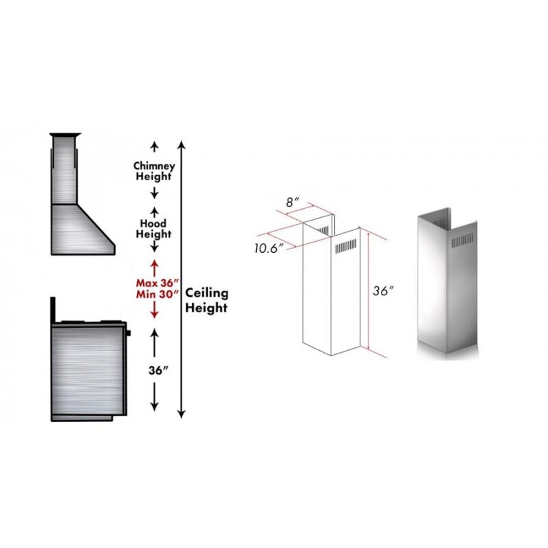 1-36" Chimney Extension for 9 ft. to 10 ft. Ceilings 1PCEXTKF1