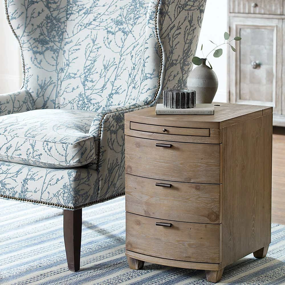 Chairsides Bowfront Chairside Table - Driftwood 200025