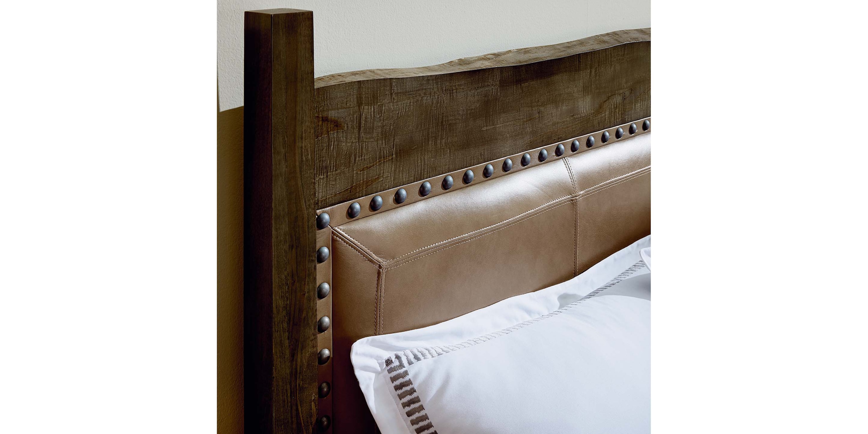 Heritage Live Edge Leather Upholstered Bed 2015H163L56