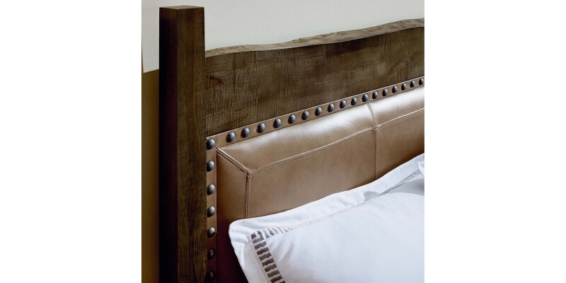 Heritage Live Edge Leather Upholstered Bed 2015K153LLOWKIT56
