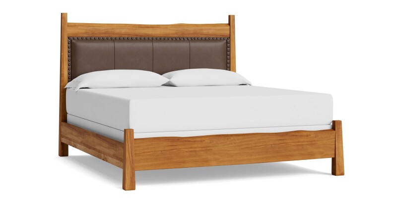 Heritage Live Edge Leather Upholstered Bed 2015K163LLOWKIT56