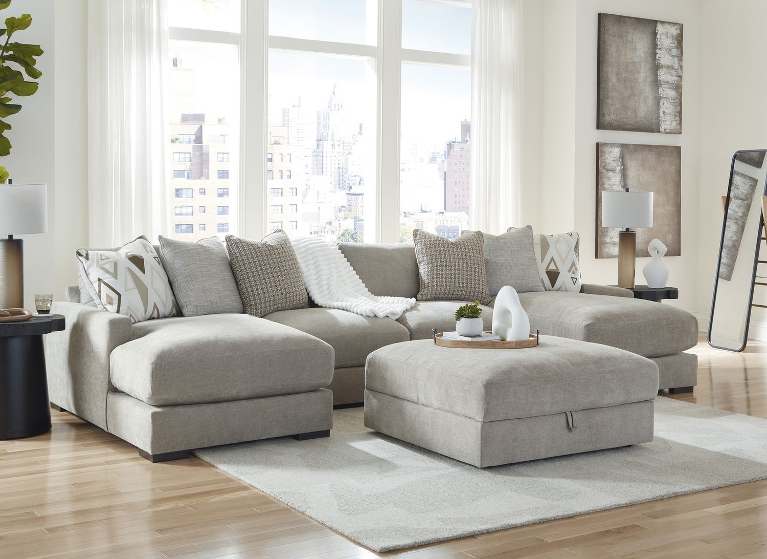 Aslan Court Ottoman With Storage In Pebble 2030511