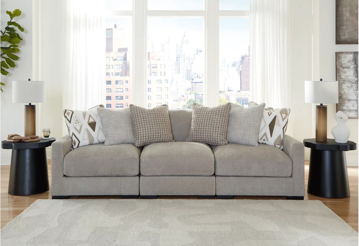 Aslan Court 3-Piece Sofa Sectional In Pebble 20305S2