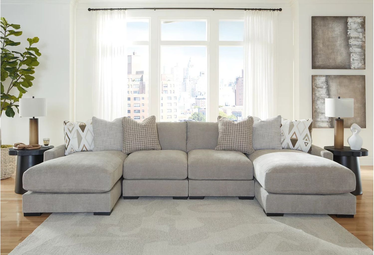 Aslan Court 4-Piece Sofa Pit Sectional In Pebble 20305S5