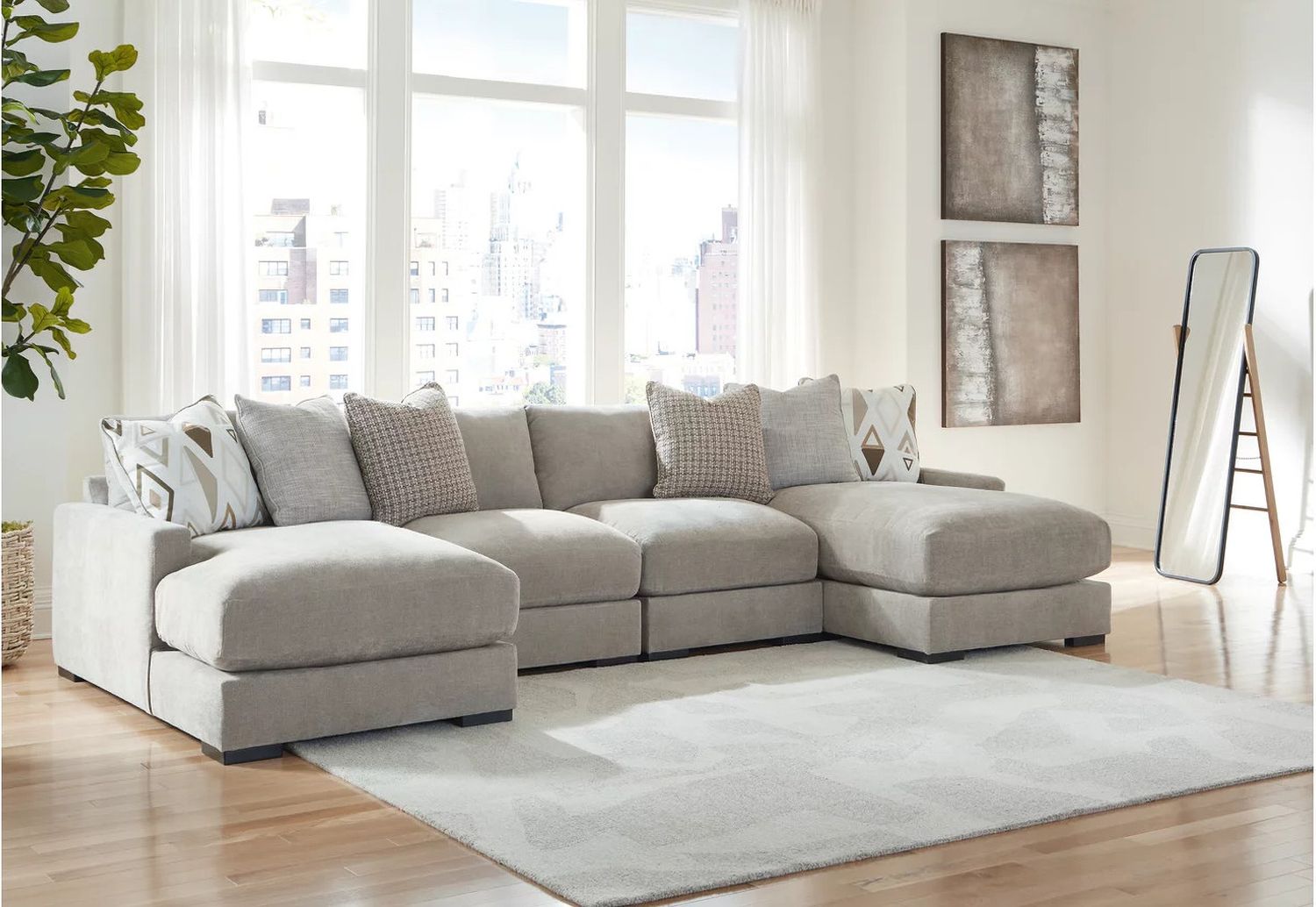 Aslan Court 4-Piece Sofa Pit Sectional In Pebble 20305S5