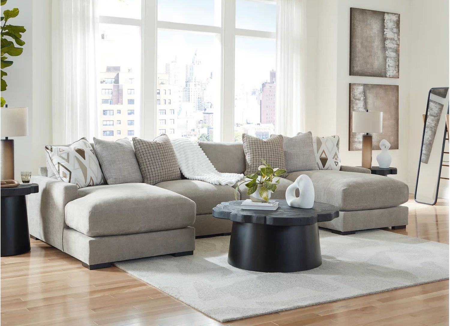 Aslan Court 4-Piece Sofa Pit Sectional In Pebble 20305S5