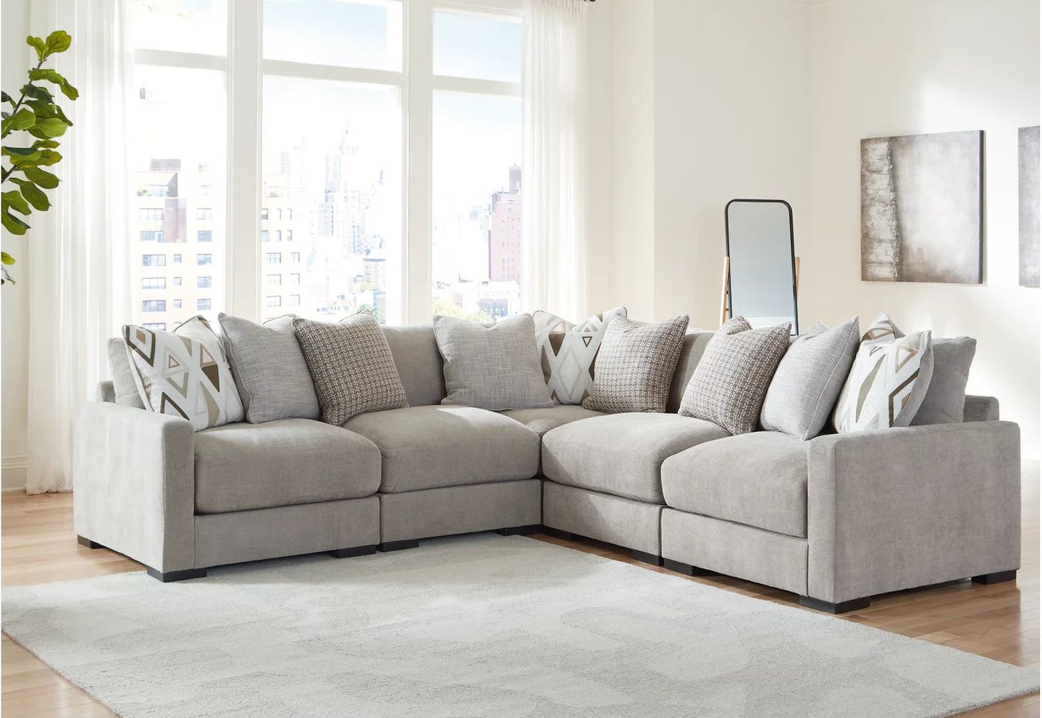 Aslan Court 5-Piece Sectional In Pebble 20305S6