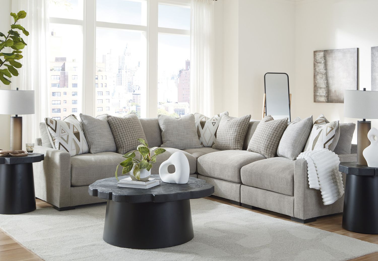 Aslan Court 5-Piece Sectional In Pebble 20305S6