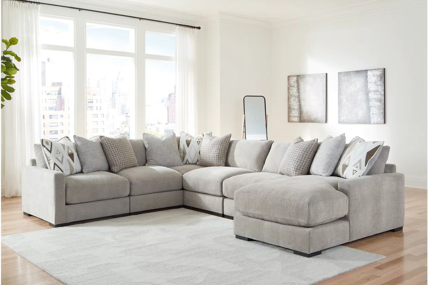 Aslan Court 6-Piece Sectional with Chaise In Pebble 20305S7