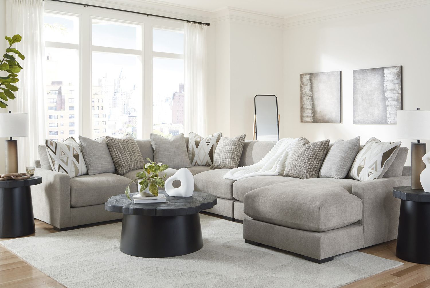 Aslan Court 6-Piece Sectional with Chaise In Pebble 20305S7