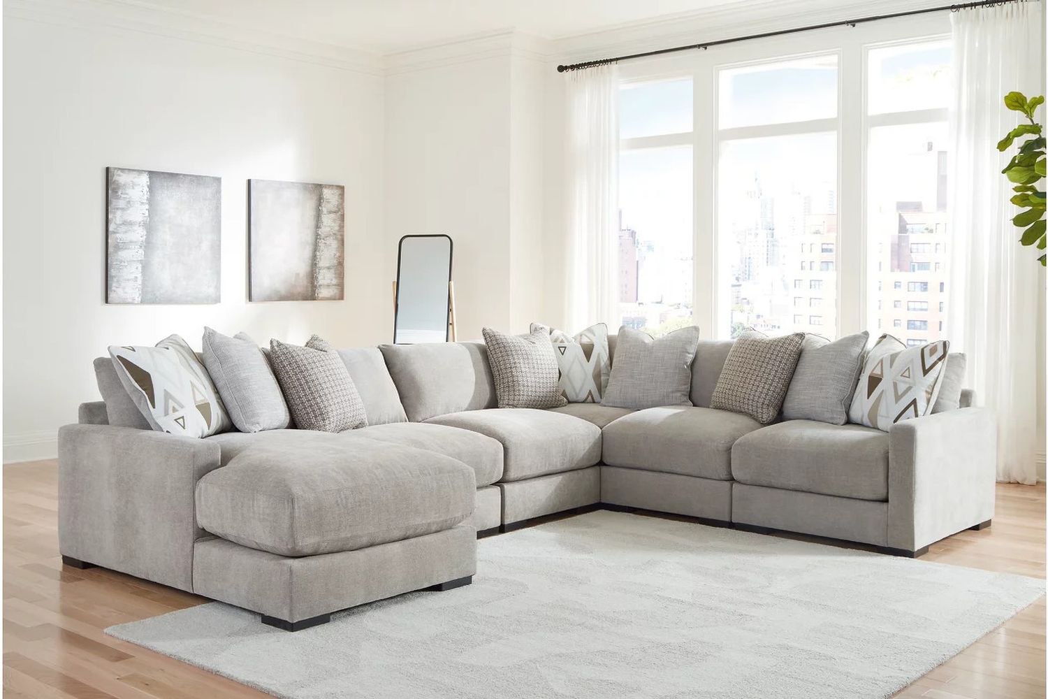 Aslan Court 6-Piece Sectional with Chaise In Pebble 20305S8