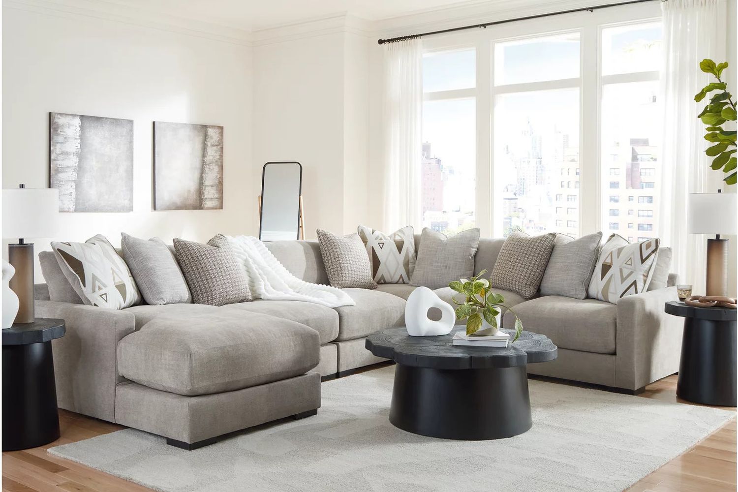 Aslan Court 6-Piece Sectional with Chaise In Pebble 20305S8
