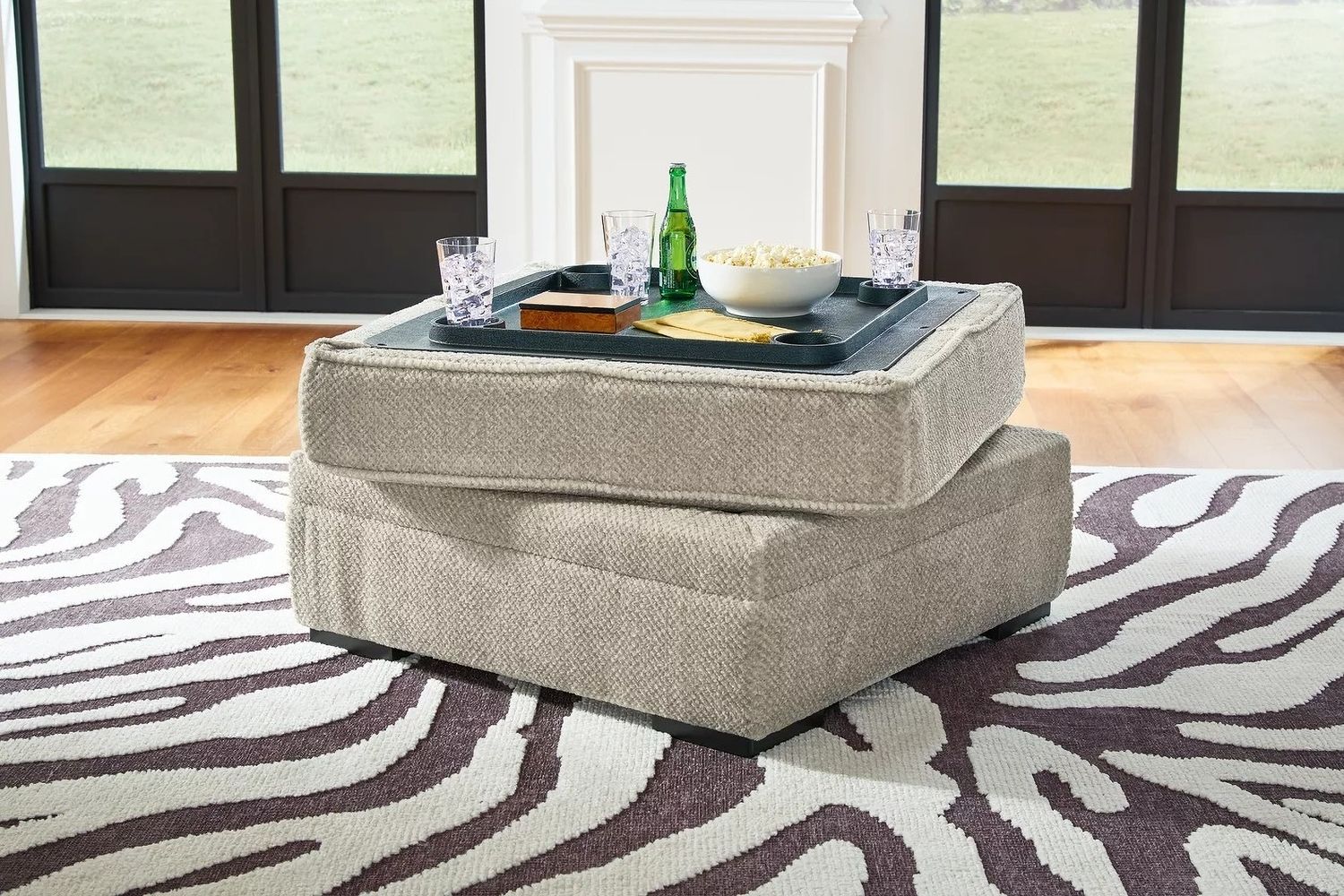 Calnita Ottoman With Storage In Sisal 2050211