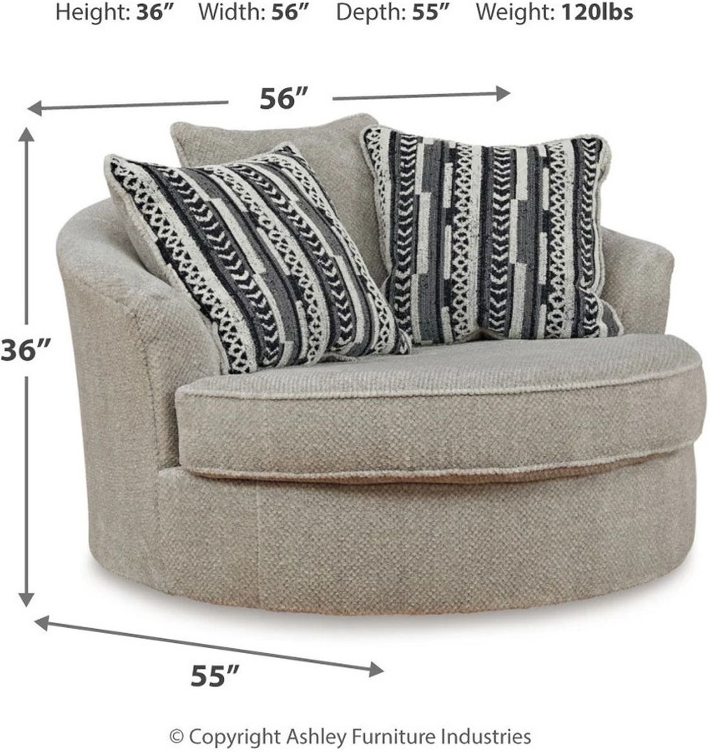 Calnita Oversized Swivel Accent Chair In Sisal 2050221