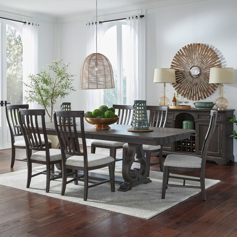 Grant Park 7 Piece Trestle Table Set 207CD7TRS