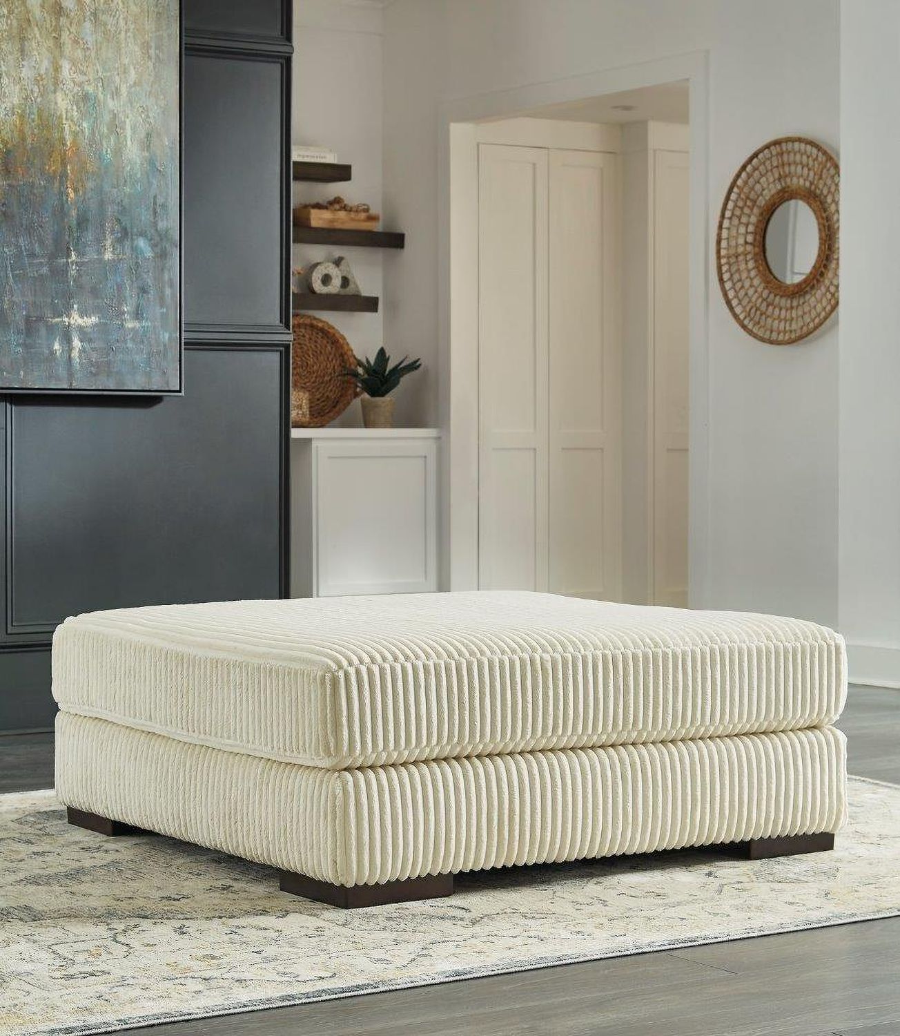 Lindyn Oversized Accent Ottoman In Ivory 2110408