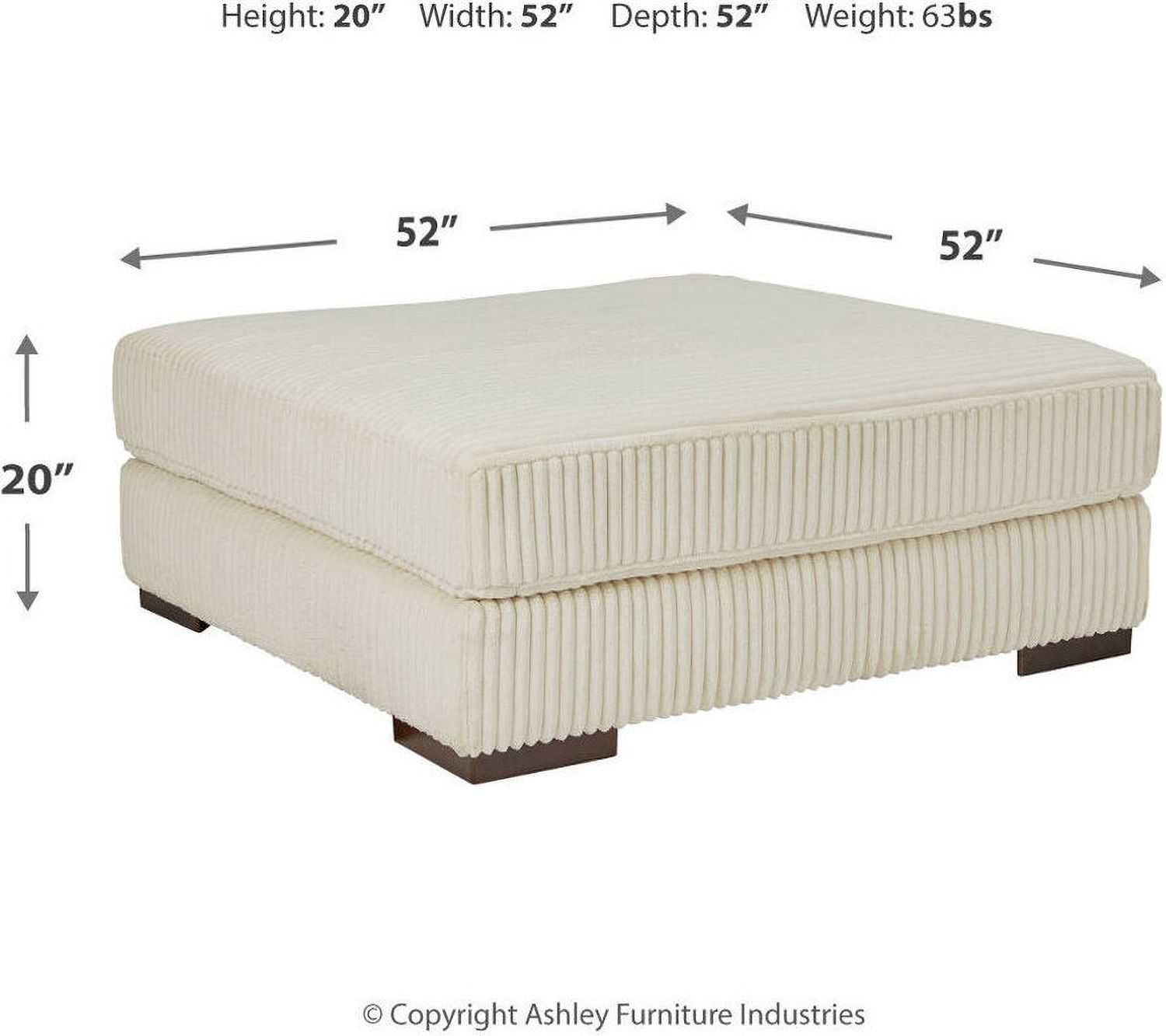 Lindyn Oversized Accent Ottoman In Ivory 2110408