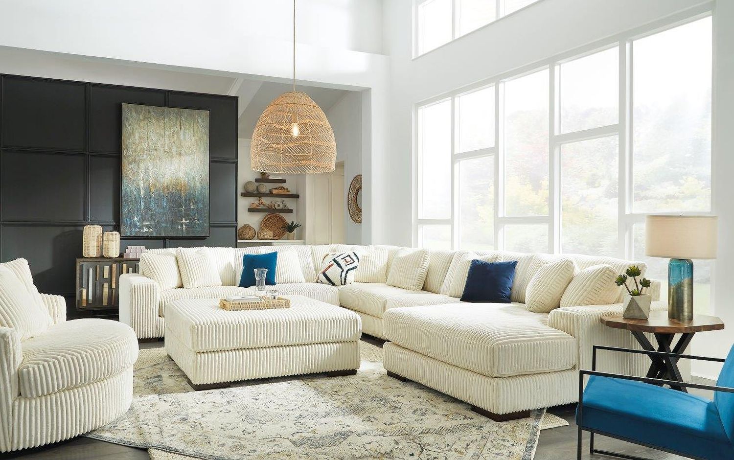 Lindyn Oversized Accent Ottoman In Ivory 2110408