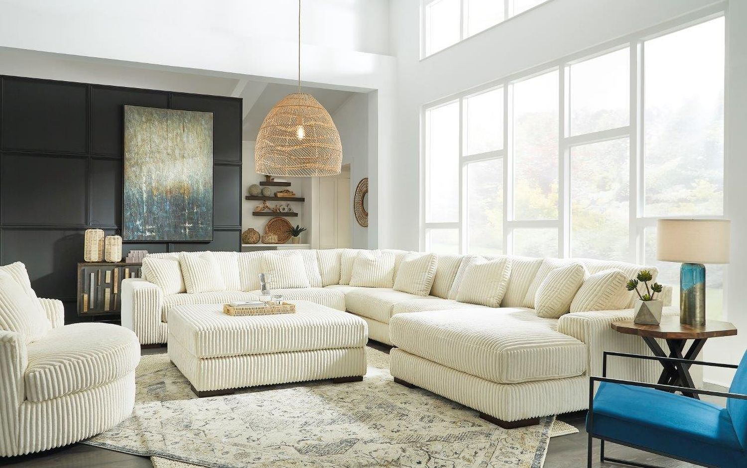 Lindyn Oversized Accent Ottoman In Ivory 2110408
