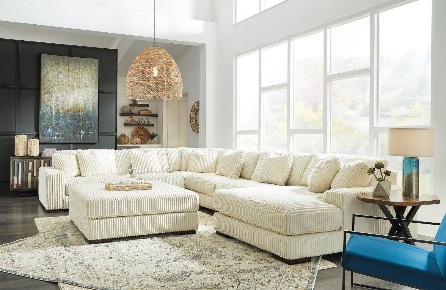 Lindyn Oversized Accent Ottoman In Ivory 2110408