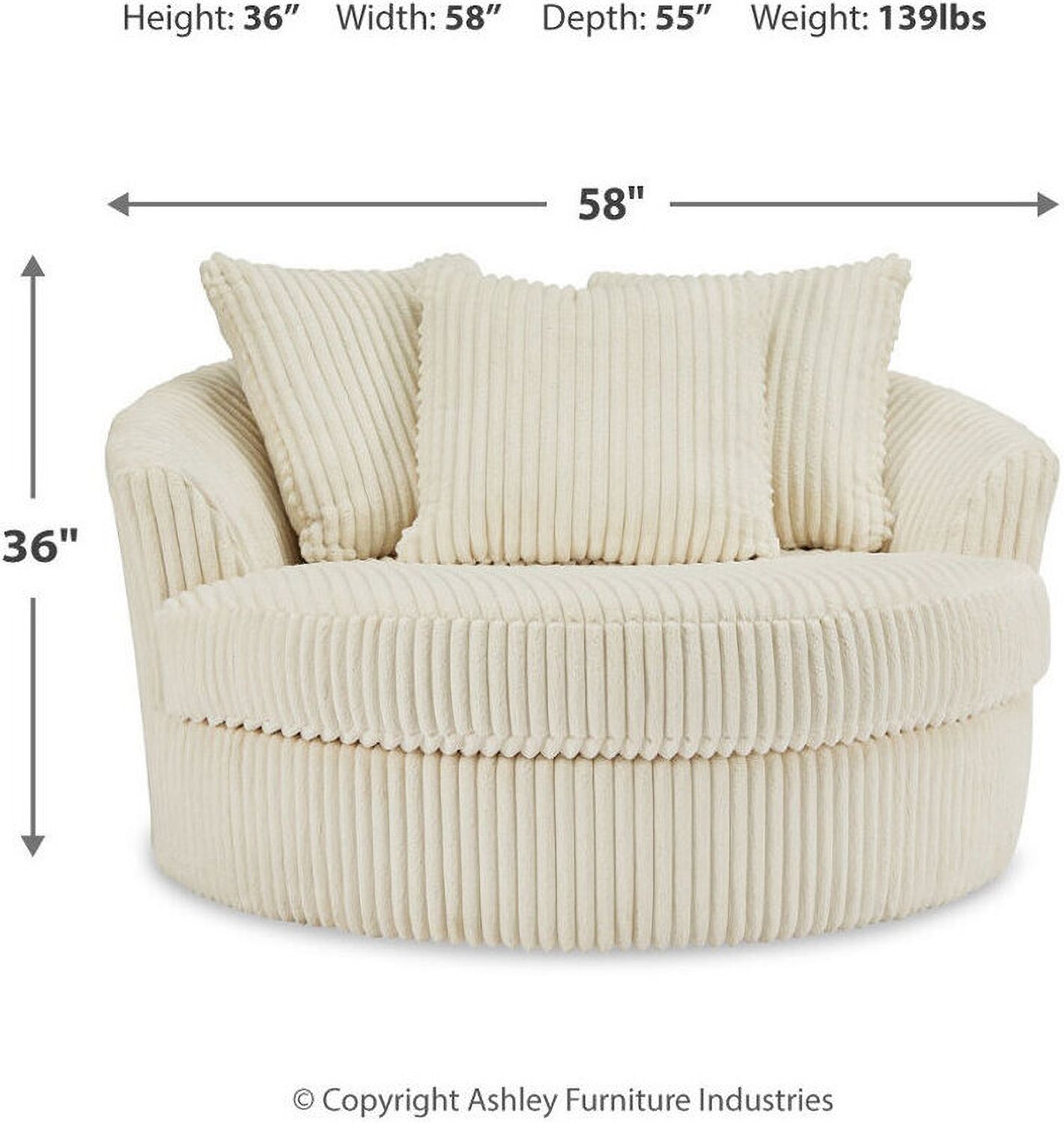 Lindyn Ivory Oversized Swivel Accent Chair 2110421