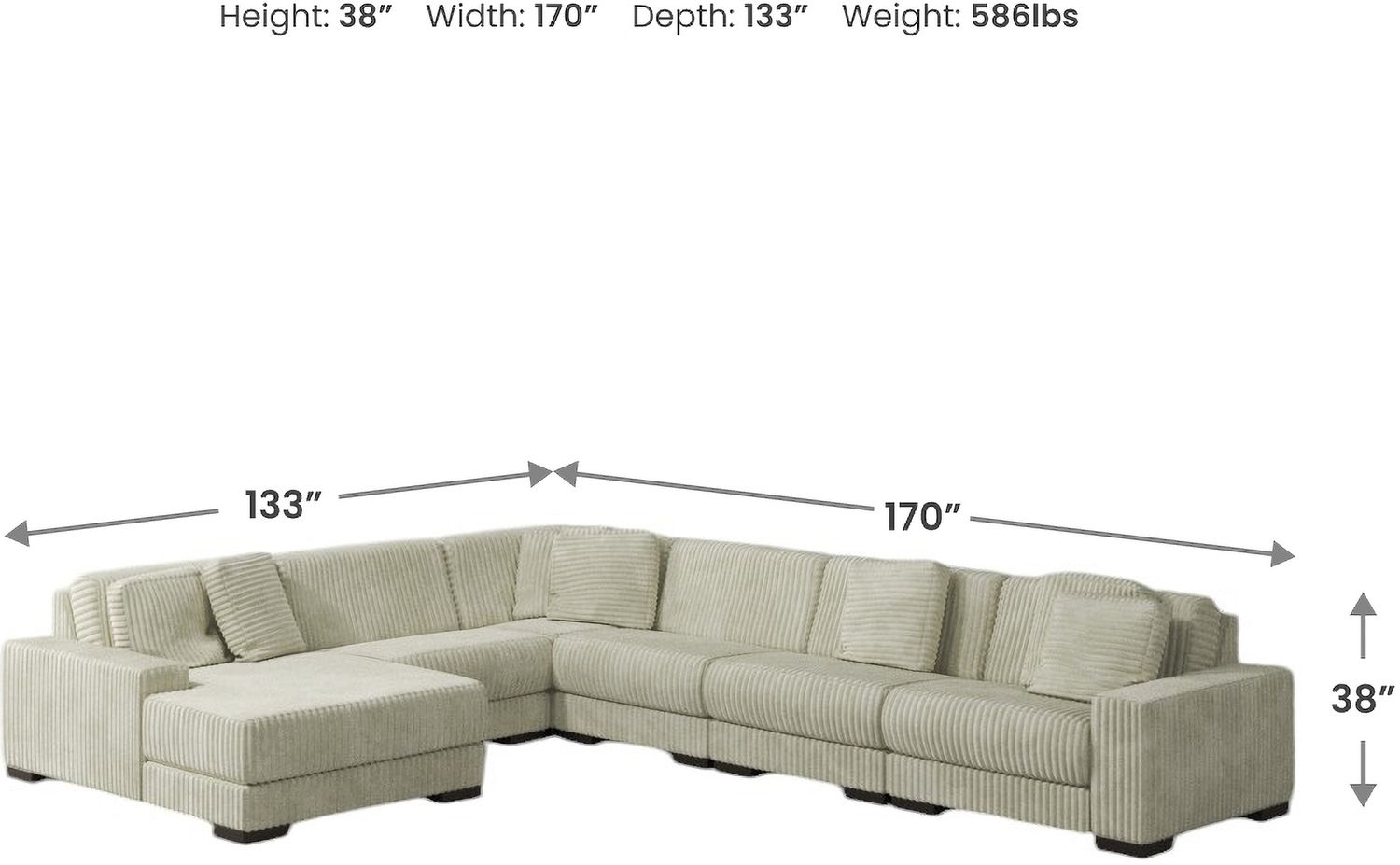 Lindyn 6-Piece LAF Sectional With Chaise In Ivory 21104S11