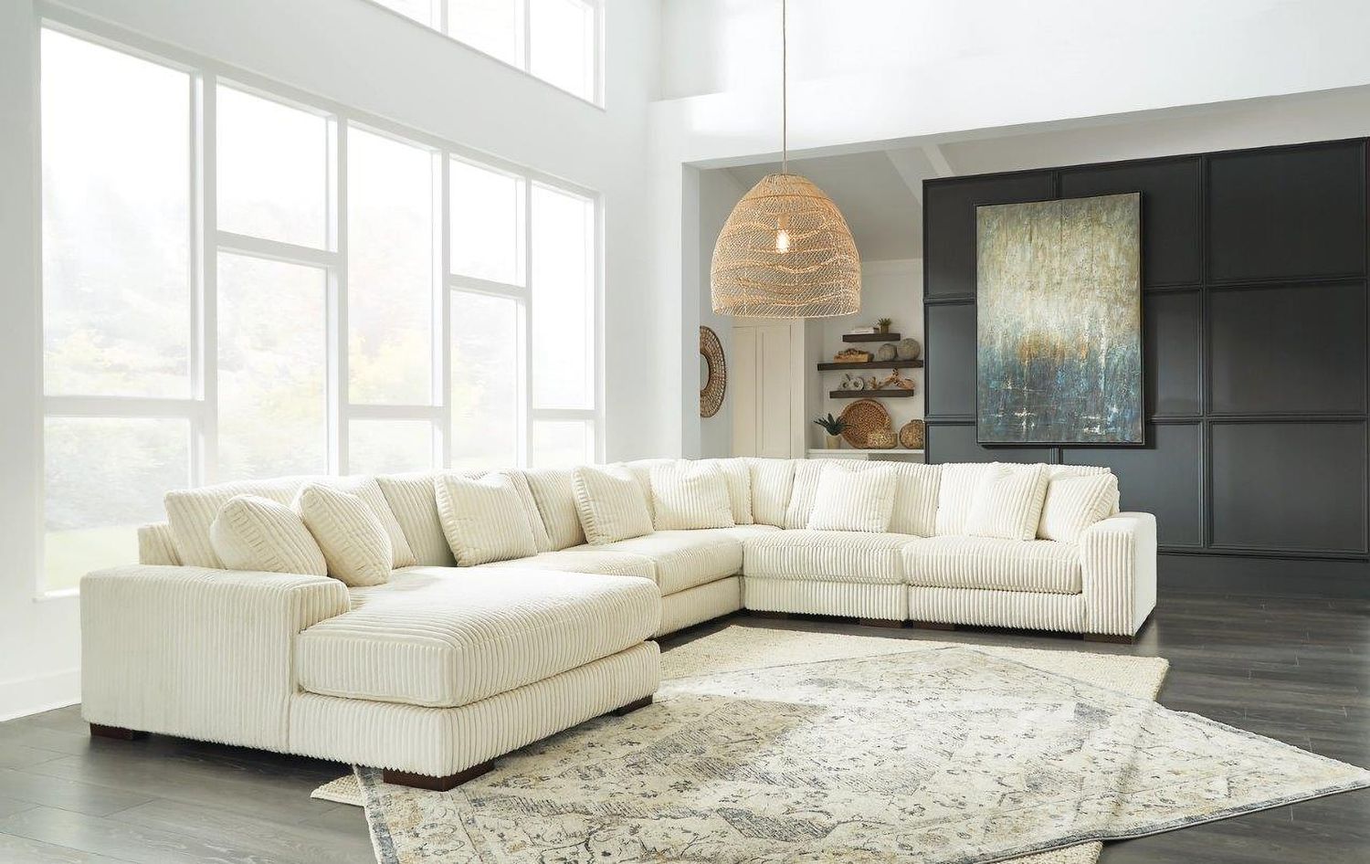 Lindyn 6-Piece LAF Sectional With Chaise In Ivory 21104S11