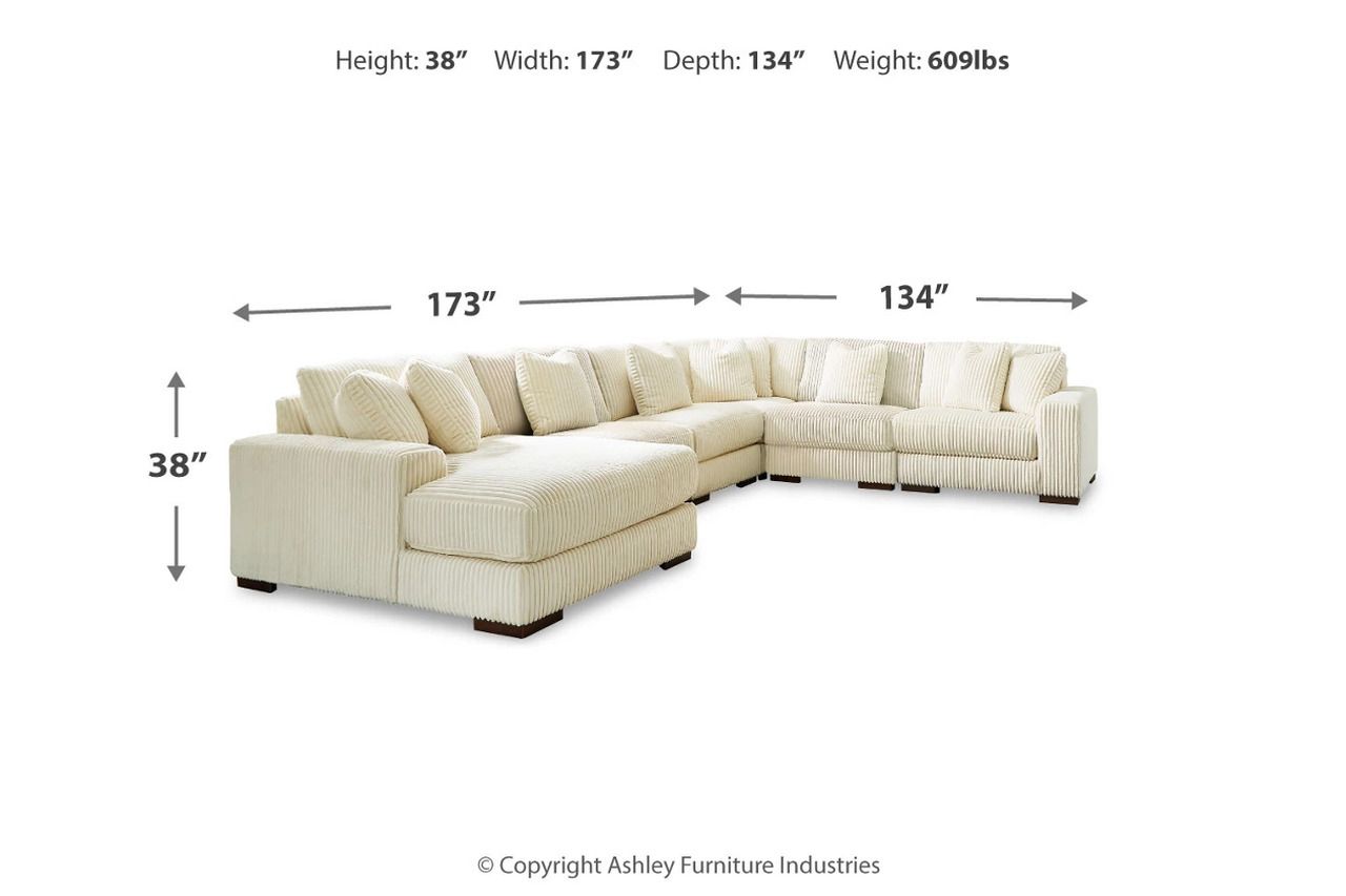 Lindyn 6-Piece LAF Sectional With Chaise In Ivory 21104S11