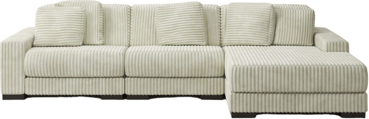 Lindyn 3-Piece RAF Sectional With Chaise In Ivory 21104S12