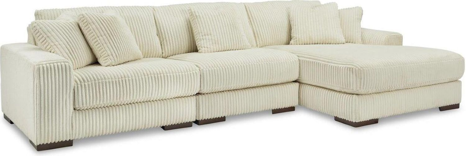 Lindyn 3-Piece RAF Sectional With Chaise In Ivory 21104S12