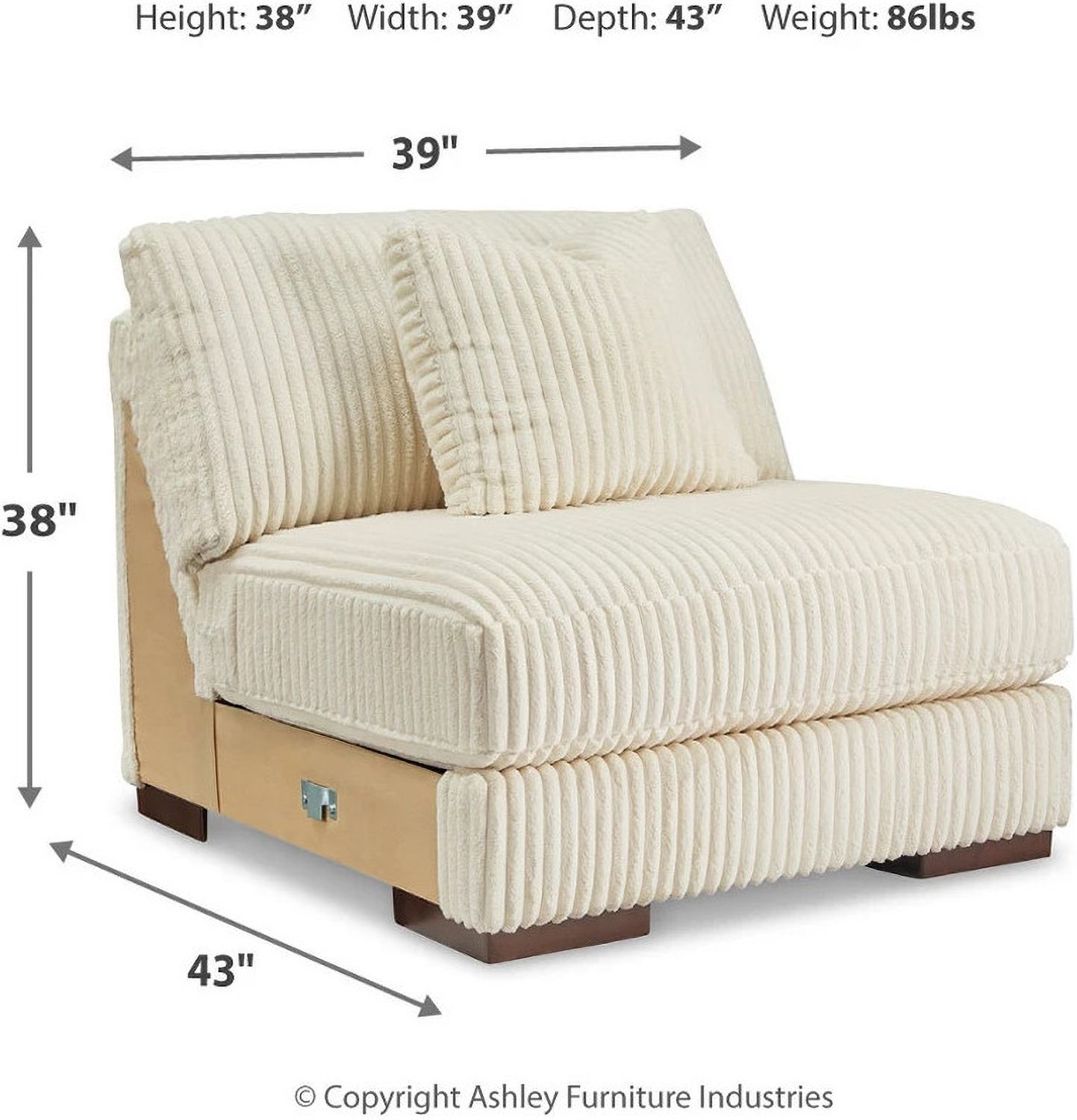 Lindyn 3-Piece RAF Sectional With Chaise In Ivory 21104S12