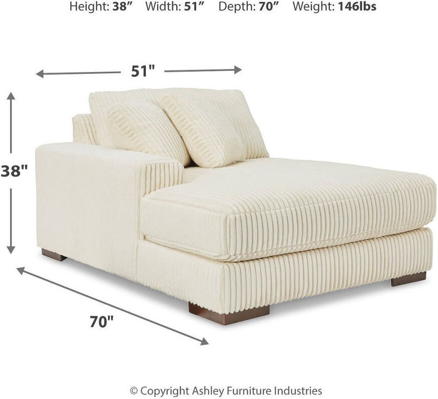 Lindyn Super Chaise In Ivory 21104S16