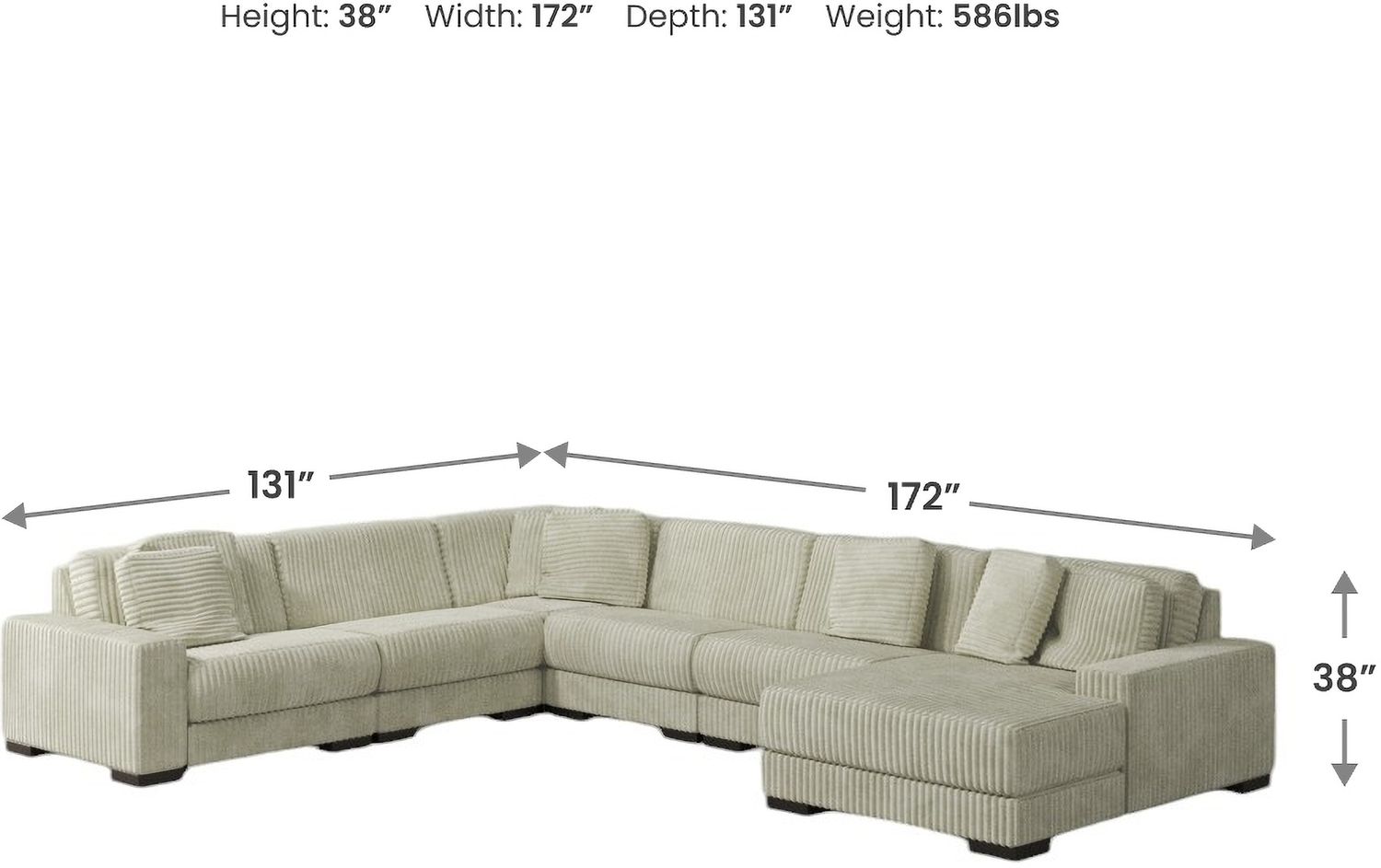 Lindyn 6-Piece Sectional In Ivory 21104S19