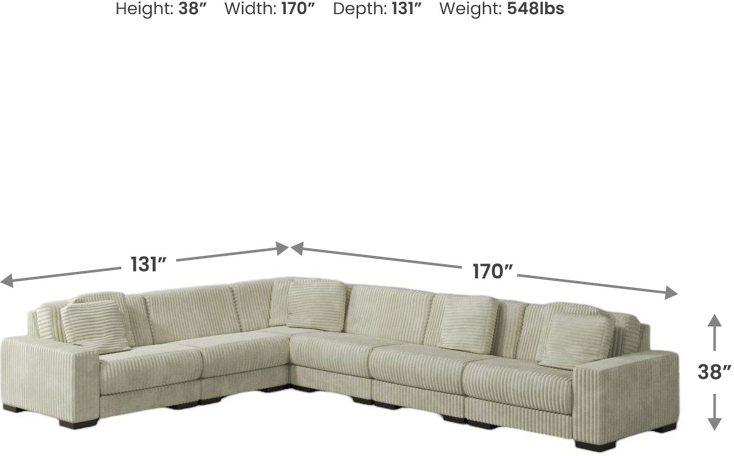 Lindyn 6-Piece Sectional In Ivory 21104S20