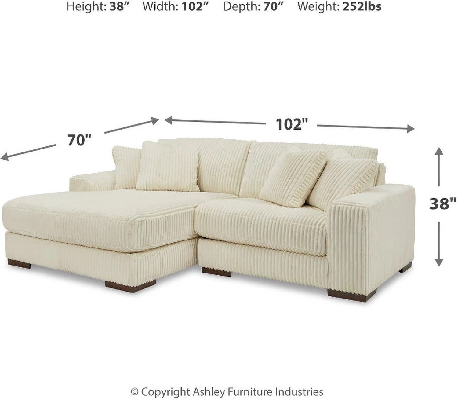 Lindyn 2-Piece LAF Chaise Sectional In Ivory 21104S3