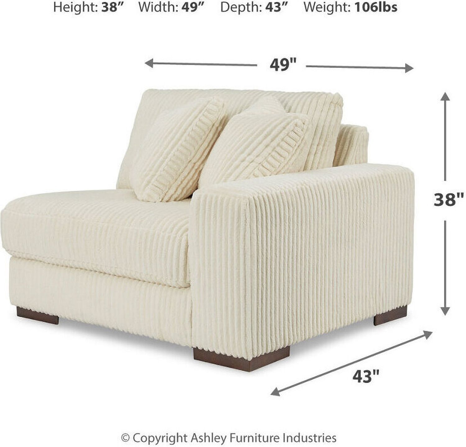 Lindyn 2-Piece LAF Chaise Sectional In Ivory 21104S3