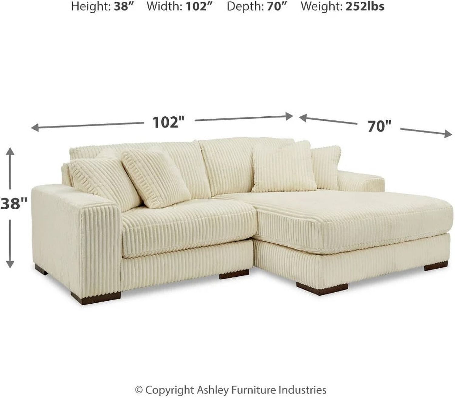 Lindyn 2-Piece RAF Chaise Sectional In Ivory 21104S4