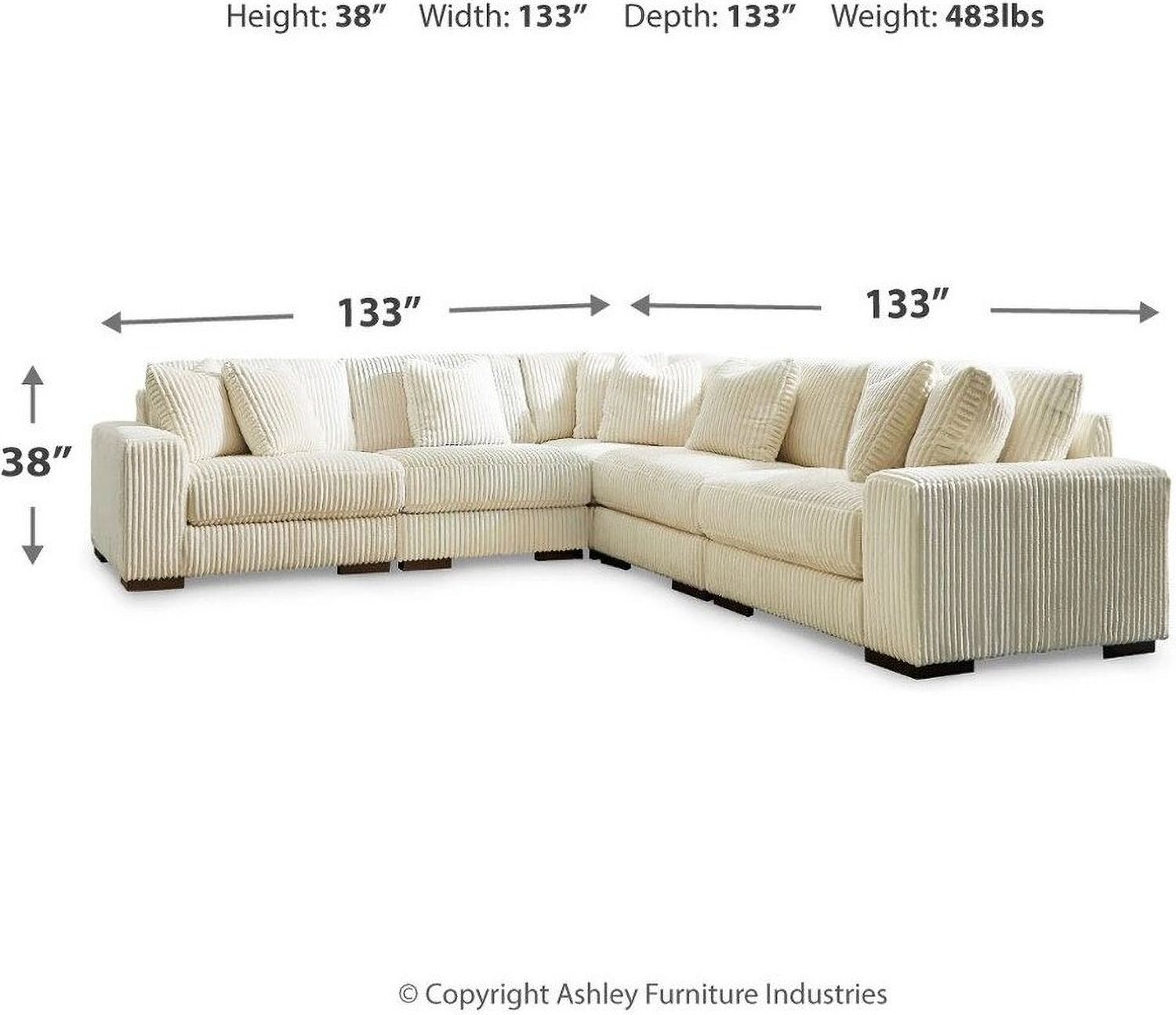 Lindyn 5-Piece Sectional In Ivory 21104S5