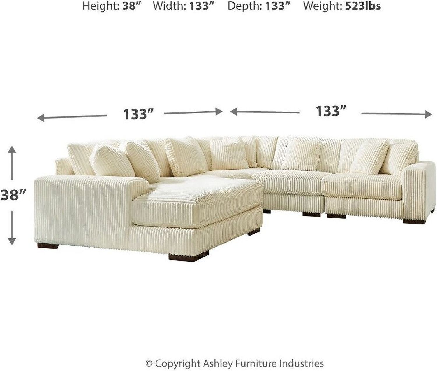 Lindyn 5-Piece LAF Sectional With Chaise In Ivory 21104S6