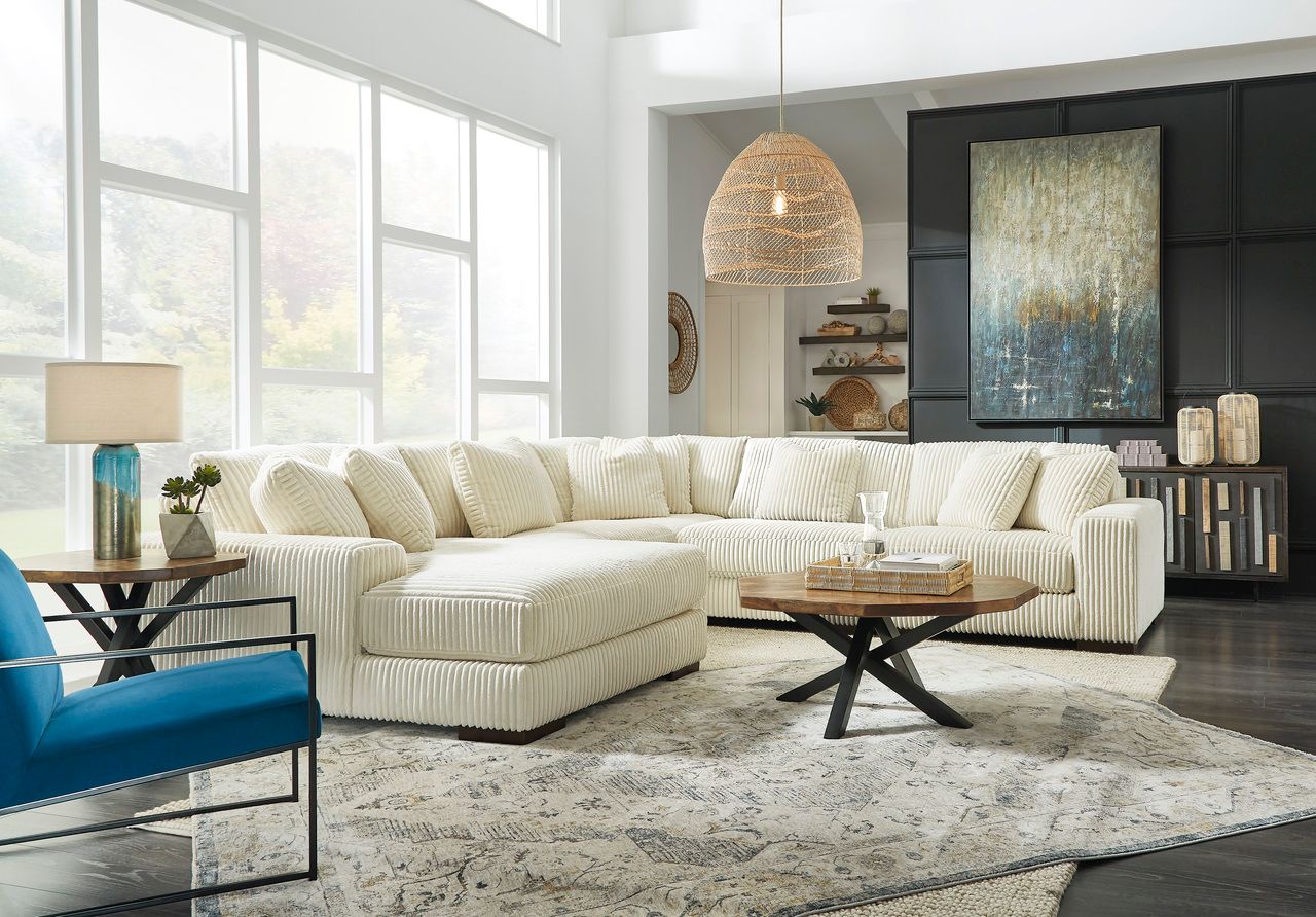 Lindyn 5-Piece LAF Sectional With Chaise In Ivory 21104S6