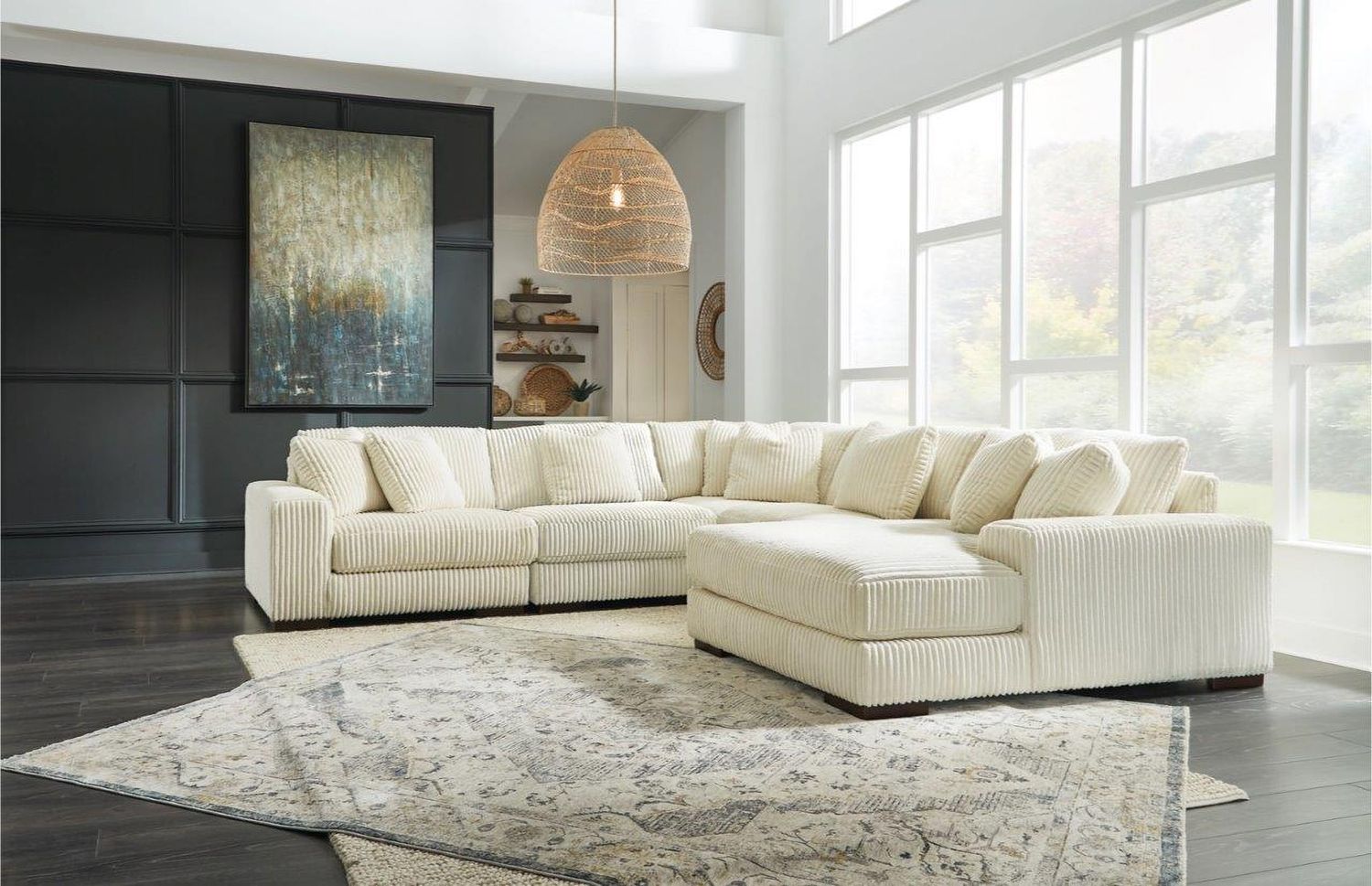 Lindyn 5-Piece RAF Sectional With Chaise In Ivory 21104S7