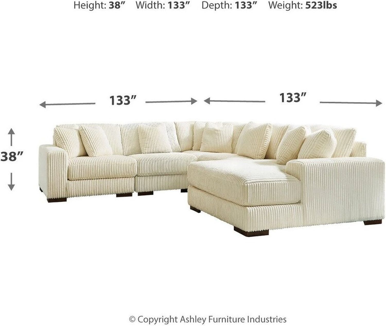 Lindyn 5-Piece RAF Sectional With Chaise In Ivory 21104S7