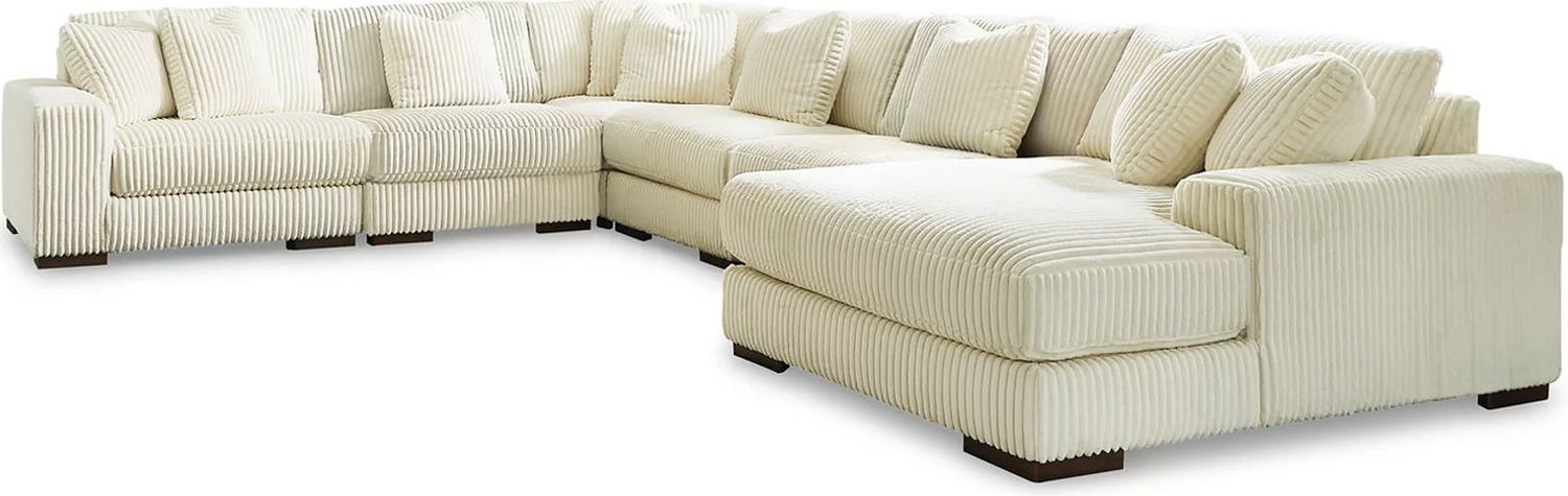 Lindyn 6-Piece Sectional with Chaise and Ottoman In Ivory 21104U1