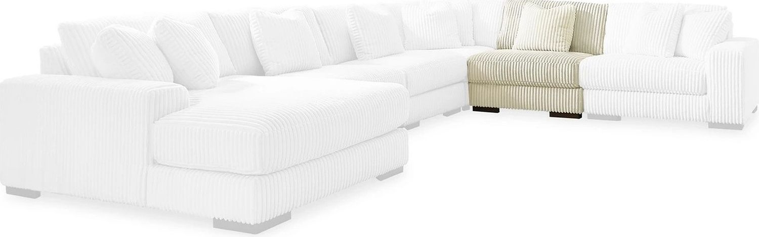 Lindyn 6-Piece Sectional with Chaise and Ottoman In Ivory 21104U1