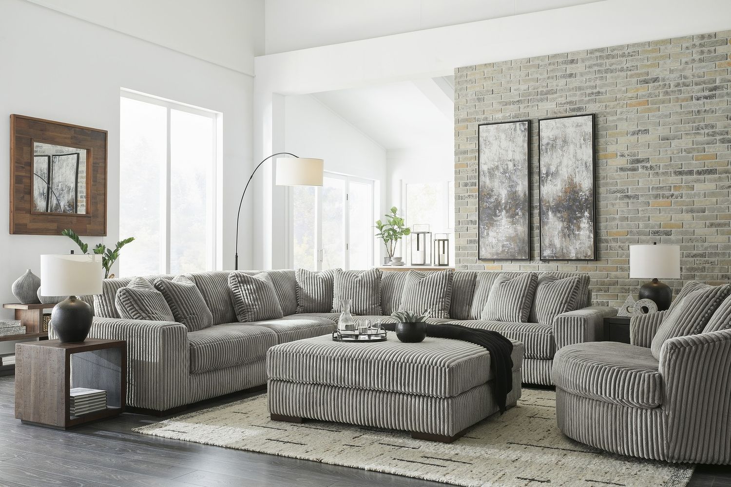 Lindyn Oversized Accent Ottoman In Fog 2110508