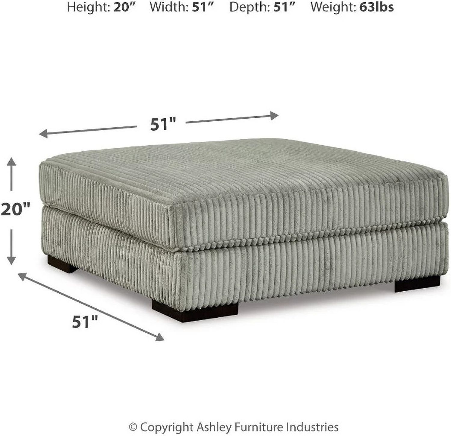 Lindyn Oversized Accent Ottoman In Fog 2110508