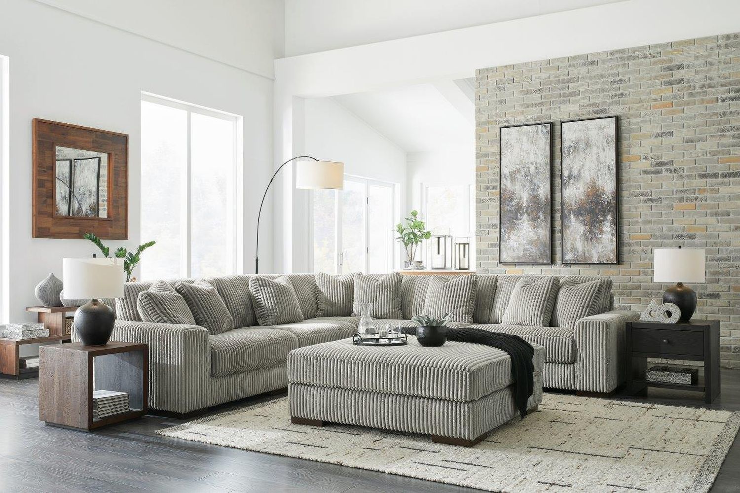 Lindyn Oversized Accent Ottoman In Fog 2110508