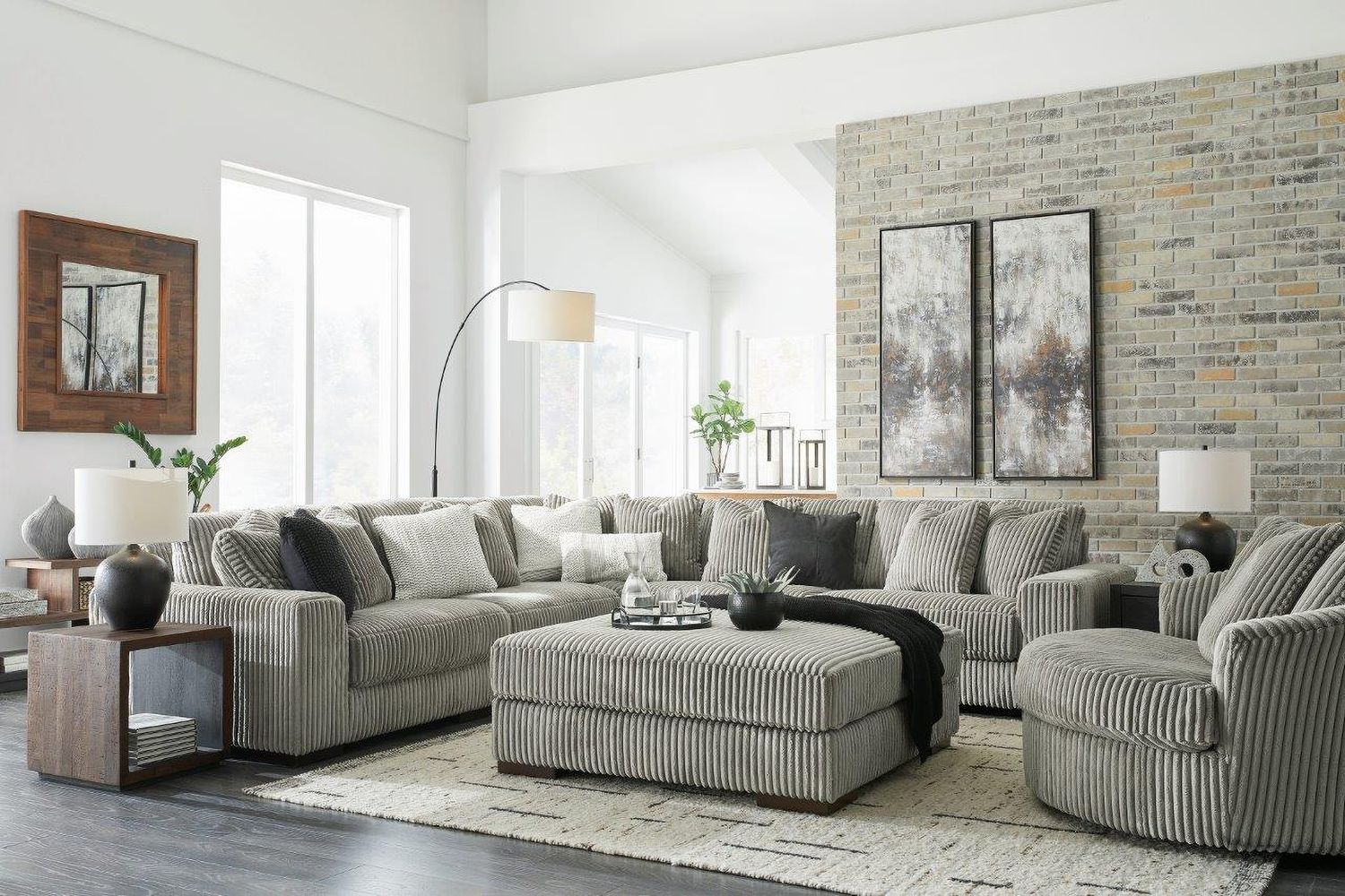 Lindyn Oversized Accent Ottoman In Fog 2110508