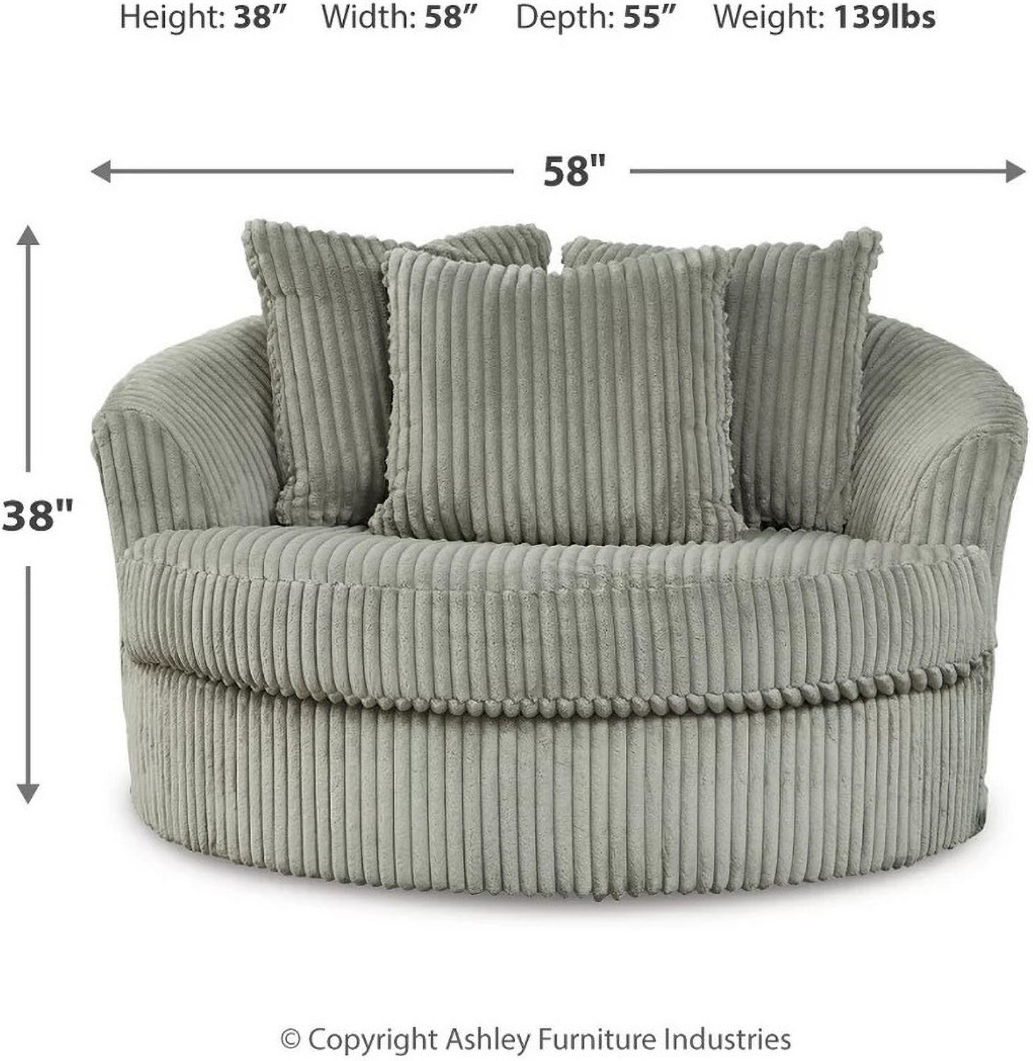 Lindyn Fog Oversized Swivel Accent Chair 2110521