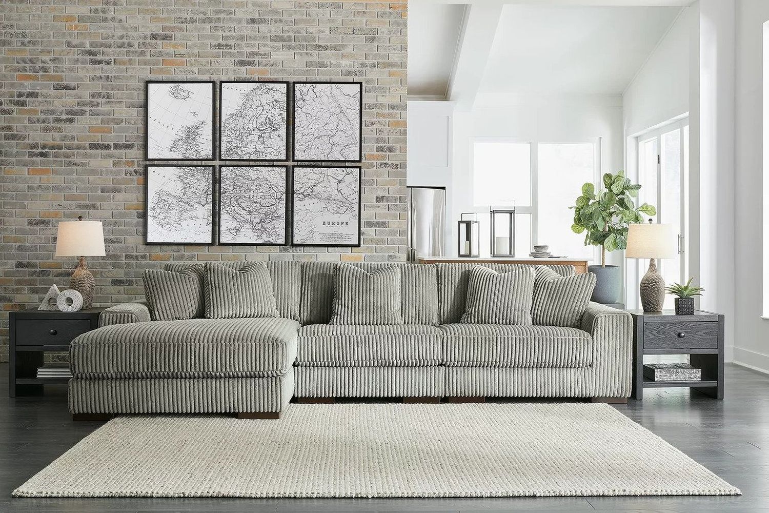 Lindyn 3-Piece LAF Sectional With Chaise In Fog 21105S10